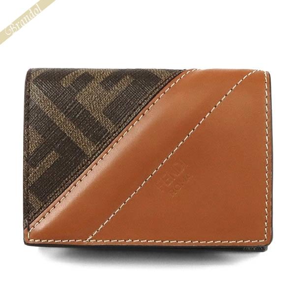 フェンディ FENDI 三つ折り財布 メンズ ズッカ柄 ベージュ ブラウン