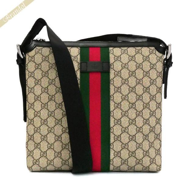 グッチ GUCCI メンズ レディース ショルダーバッグ GGスプリーム WEB メッセンジャーバッグ ベージュ系 387111 KHNGN 9692