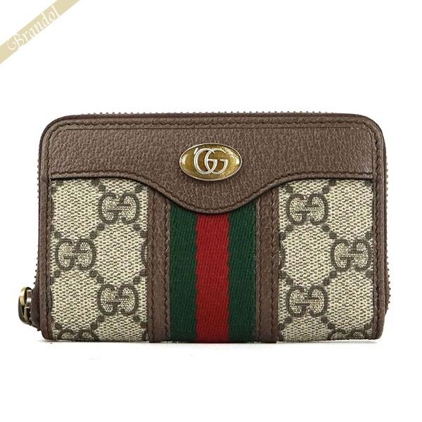 限定品】 グッチ GUCCI 折り財布 本革 レザー 茶色 ブラウン GG柄