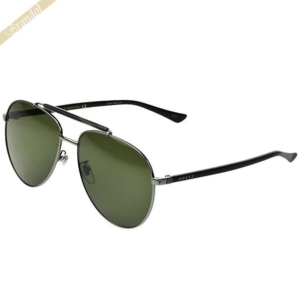 最大1000円クーポン グッチ Gucci メンズ サングラス ティアドロップ型 アビエーター グリーン系 メタル ブラック Gg0014s 003 Gu Gg0014s 003 Brandol Style 通販 Yahoo ショッピング