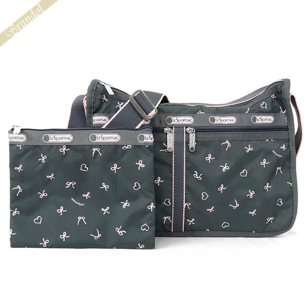 300円クーポン配布 レスポートサック Lesportsac ショルダーバッグ Deluxe Everyday Bag ハート リボン グレー ピンク 7507 D524 Lsp 7507 D524 Brandol Style 通販 Yahoo ショッピング