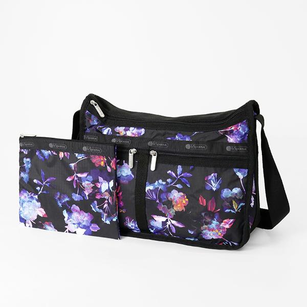 美品【レスポートサック】花柄 小花 幾何学 2wayショルダーバッグ 黒×紺 美品【レスポートサック】花柄 小花 幾何学 2wayショルダーバッグ 黒