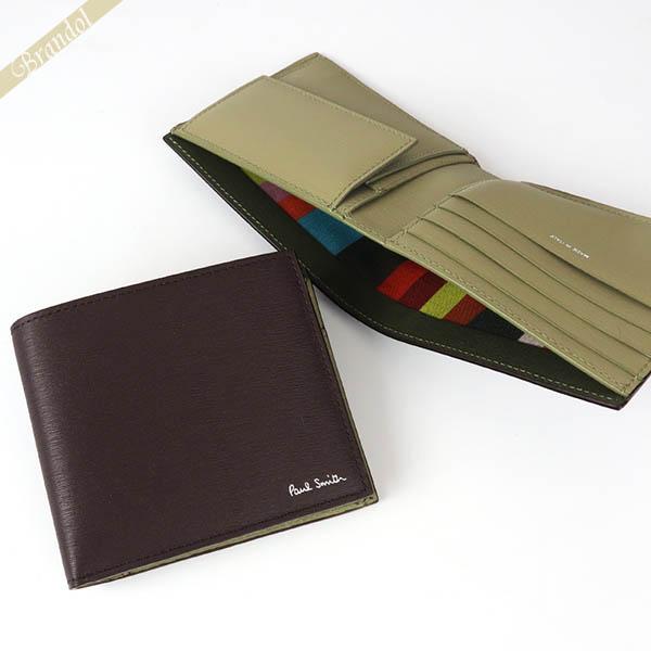 ポールスミス Paul Smith 二つ折り財布 メンズ レザー バイカラー 