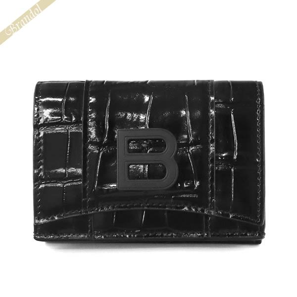 BALENCIAGA バレンシアガ 三つ折り財布 型押しレザー Hourglass BALENCIAGA バレンシアガ 三つ折り財布 型押しレザー Hourglass