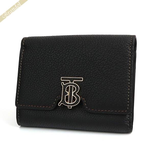 BURBERRY 三つ折り財布 ブラック レザー