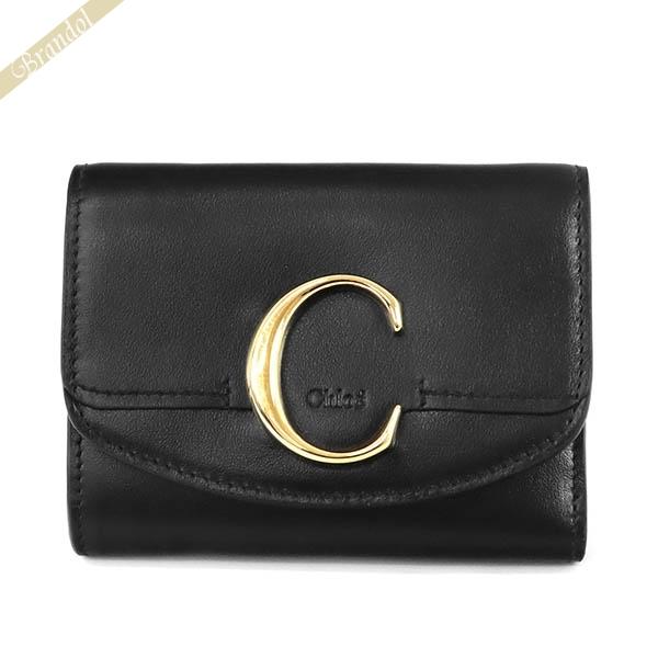 クロエ 三つ折り財布 Chloe レディース クロエシー レザー ブラック  
