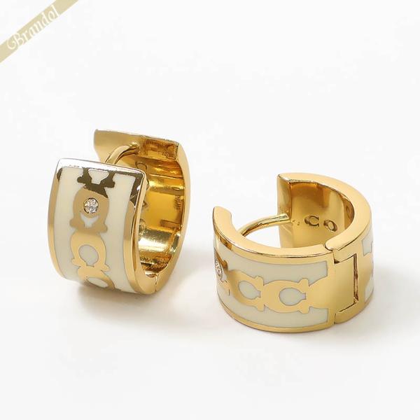 COACH（コーチ） ピアス シグネチャー エナメル フープ ホワイト