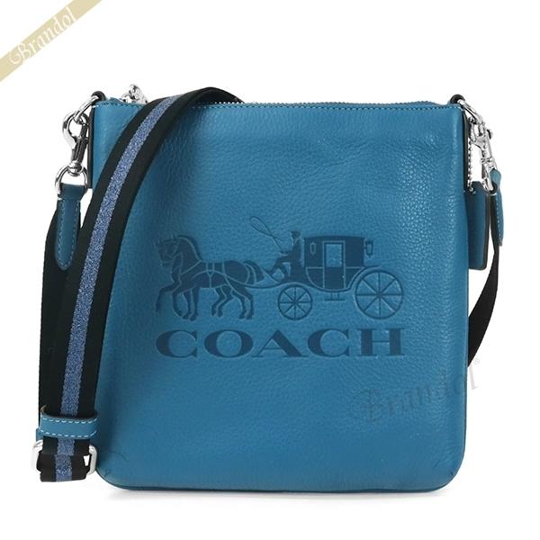 ✨美品✨コーチ　ボディバッグ　ショルダーバッグ 2way 馬車金具　レザー　青 COACH コーチ ショルダーバッグ メンズ レディース 馬車ロゴ