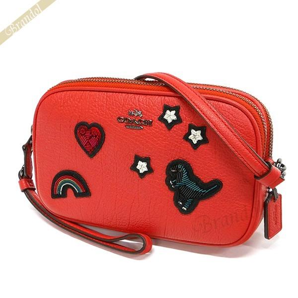 P2倍 クーポン配布 コーチ ショルダーバッグ Coach レディース クロスボディー クラッチ ワッペンモチーフ レザー オレンジ系 F Dkljx Co F Dkljx Brandol 通販 Yahoo ショッピング