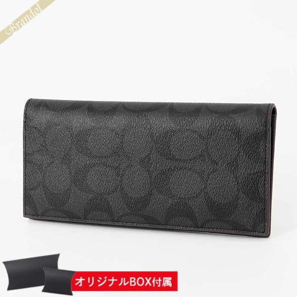 コーチ 長財布 COACH 財布 メンズ シグネチャー ブラック系 91635