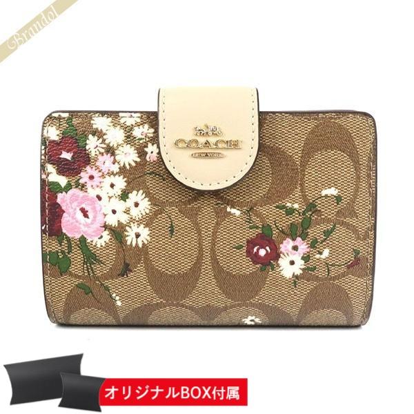 コーチCOACH最新作二つ折りミニ財布♡花柄フラワー×シグネチャーフローラル