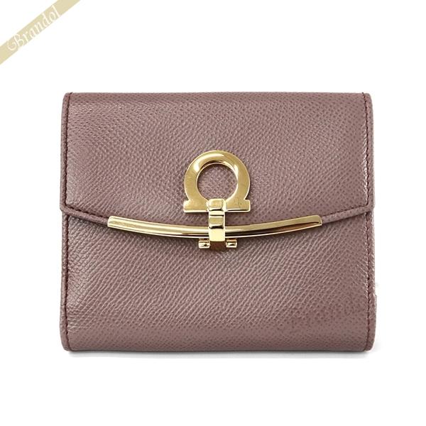 フェラガモ 二つ折り財布 Ferragamo レディース ガンチーニ レザー ピンクベージュ 22 C877 0733096 フェラガモ 二つ折り財布 Ferragamo レディース ガンチーニ レザー ピンクベージュ 22 C877 0733096
