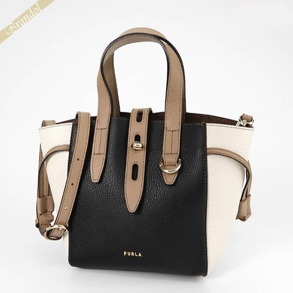 フルラ ショルダーバッグ FURLA レザー 2way ミニトートバッグ バイカラー ブラック×アイボリー BASRFUA HSC000 2261S