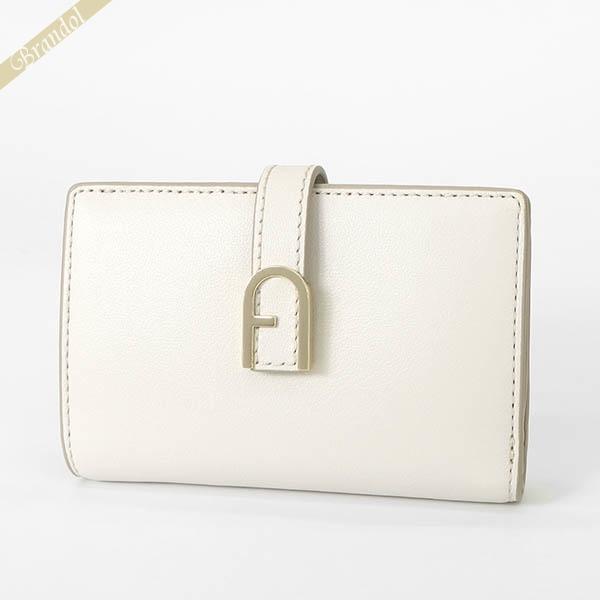FURLA 《クーポン配布中》フルラ 二つ折り財布 レザー ホワイト FURLA 《クーポン配布中》フルラ 二つ折り財布 レザー ホワイト