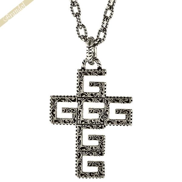GUCCI（グッチ） ネックレス スクエアG クロス ペンダント クローム