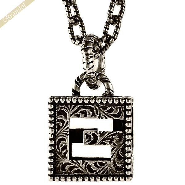 GUCCI グッチ ネックレス メンズ スクエアG カットアウト クローム 