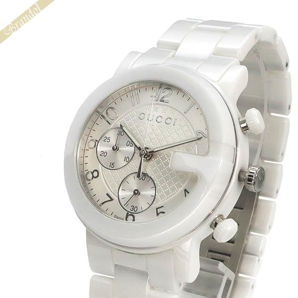 P 15 12日11 59迄 グッチ 腕時計 Gucci メンズ Gクロノ G Chrono セラミック クロノグラフ 38mm シルバー ホワイト Ya Gu Ya Brandol 通販 Yahoo ショッピング