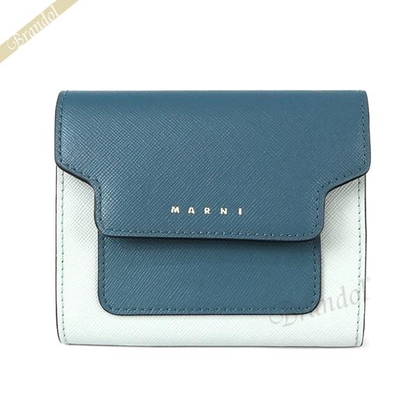マルニ 二つ折り財布 MARNI レディース サフィアーノレザー 