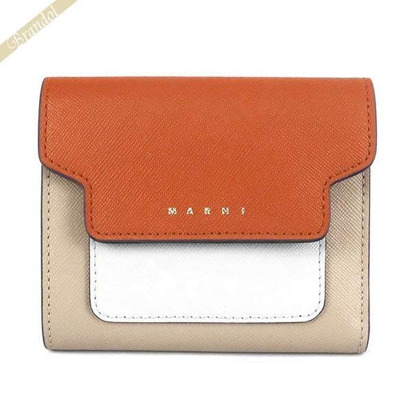 MARNI 《P6倍_9日10:59迄》マルニ 二つ折り財布 レザー スクエア 