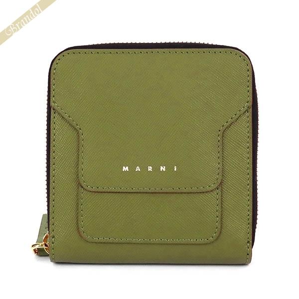 マルニ 二つ折り財布 MARNI レザー ラウンドファスナーウォレット 