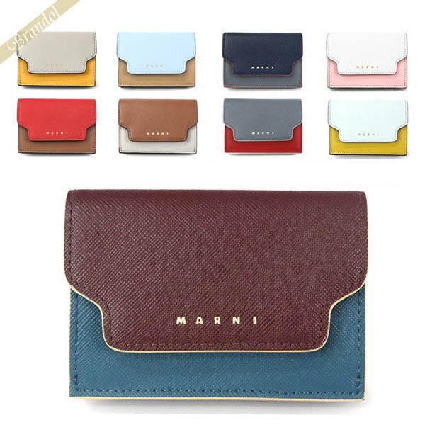 マルニ 三つ折り財布 MARNI レディース サフィアーノレザー マルチ 