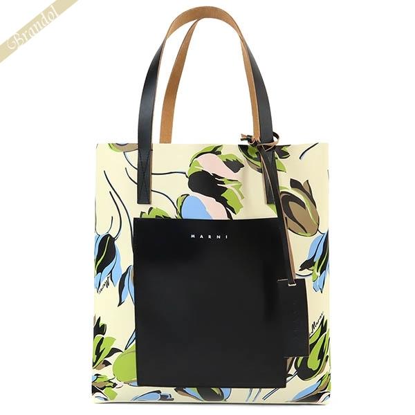 マルニ トートバッグ MARNI レディース フラワープリント 花柄 アイボリー×ブラック SHMP0052A0 PR677 ZI908