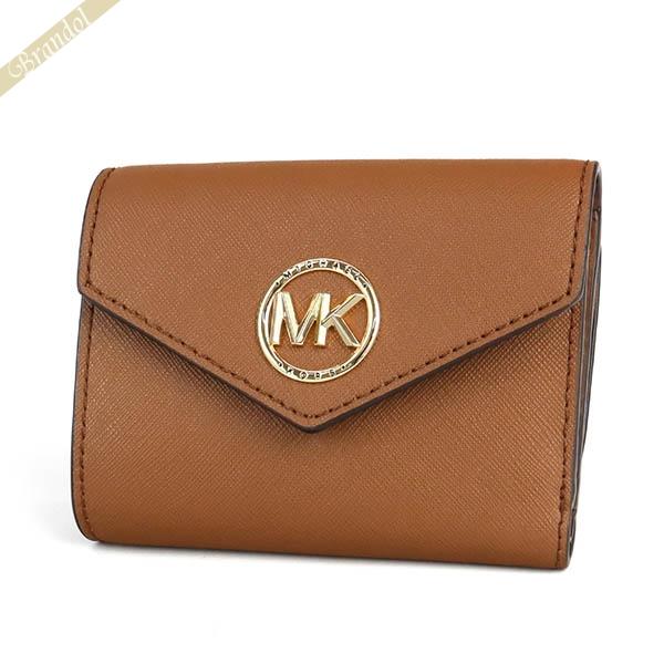新品同様 MICHAEL KORS マイケルコース 二つ折り財布 白×茶 レザー マイケルコース Michael Kors 二つ折り財布 34S1GNME6B 252