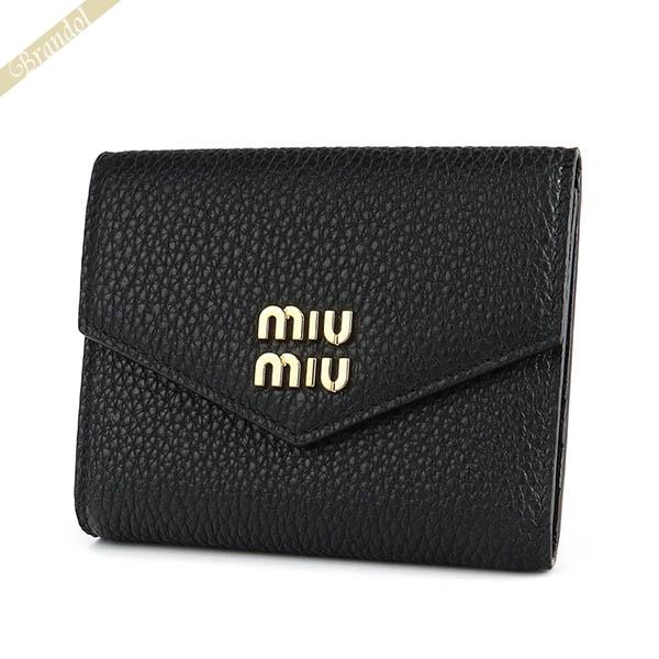 ミュウミュウ 二つ折り財布 MIU MIU 財布 レディース レザー ブラック 5MH040 2DT7 F0002