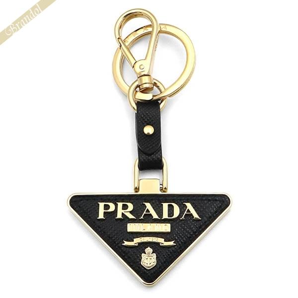 プラダ キーリング PRADA 三角ロゴ メタル キーホルダー ブラック