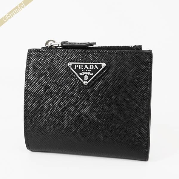 PRADA プラダ 二つ折り財布 三角ロゴ ブラック メンズ PRADA プラダ 二つ折り財布 三角ロゴ ブラック メンズ