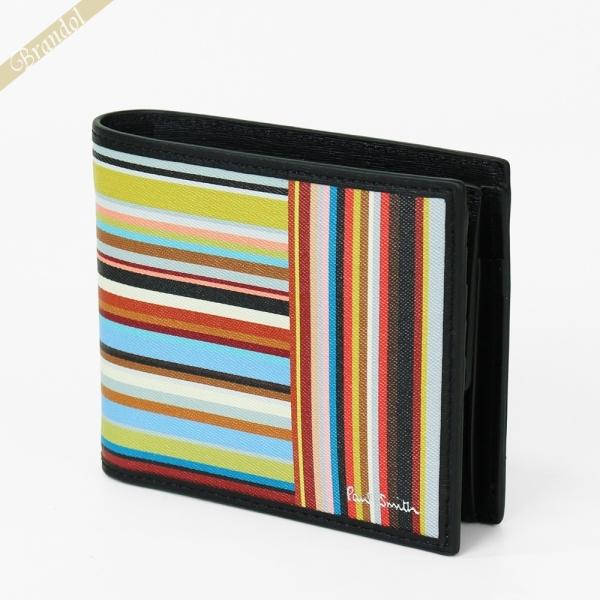 新品 ポールスミス 箱付 シグネチャーストライプマルチカラーロゴ 二