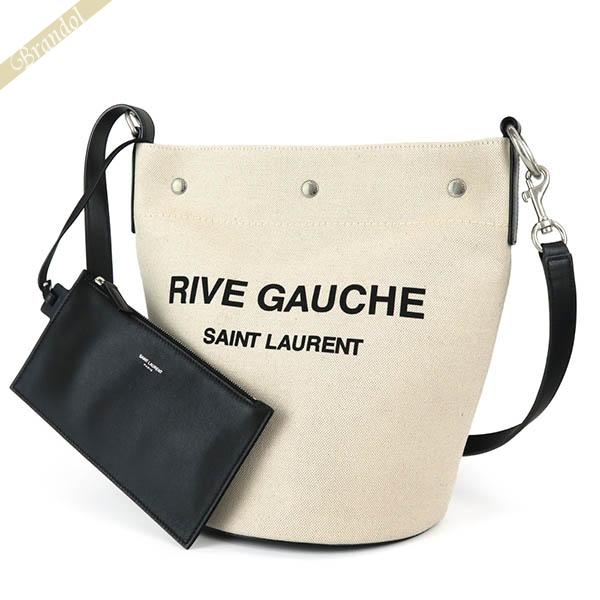 《P6倍_21日23:59迄》サンローラン ショルダーバッグ SAINT LAURENT RIVE GAUCHE バケットバッグ ナチュラル ブラック  669299 FAAAZ 9024