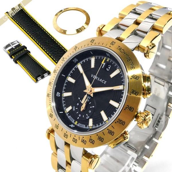 ヴェルサーチ 腕時計 VERSACE メンズ Vレース 替えベルト 替えベゼル付 42mm ブラック×ゴールド×シルバー VAH020016 ヴェルサーチ 腕時計 VERSACE メンズ Vレース 替えベルト 替えベゼル付 42mm ブラック×ゴールド×シルバー VAH020016