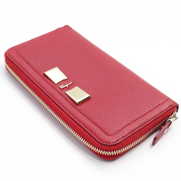 【新品未使用】サルヴァトーレ・フェラガモ　ヴァラリボン　ラウンドファスナー長財布 VARA（Salvatore Ferragamo） サルヴァトーレフェラガモ