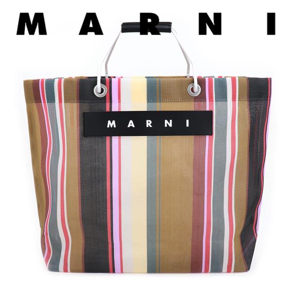 MARNI マルニフラワーカフェ トートバッグ ストライプ メッシュ MARNI マルニフラワーカフェ トートバッグ ストライプ メッシュ