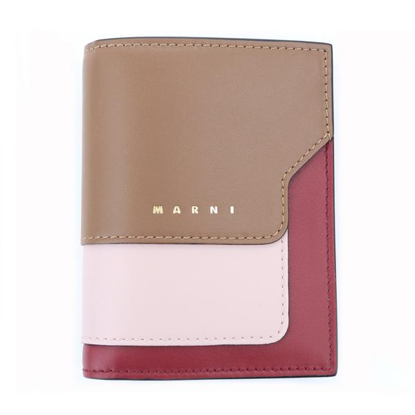 マルニ 財布 MARNI 二つ折り財布 ゴールドブラウン ピンク コンパクト 