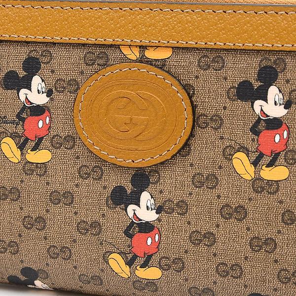 ブランドピース 財布 ディズニーコラボ ラウンドファスナー長財布 キャンバス レザー ブラウン 長財布 ブランドピース 送料無料 送料無料 グッチ