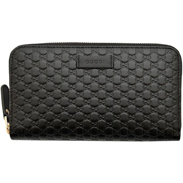 グッチ財布 GUCCI ラウンドファスナー長財布 レディース マイクログッチシマ ブラック 449391 アウトレット