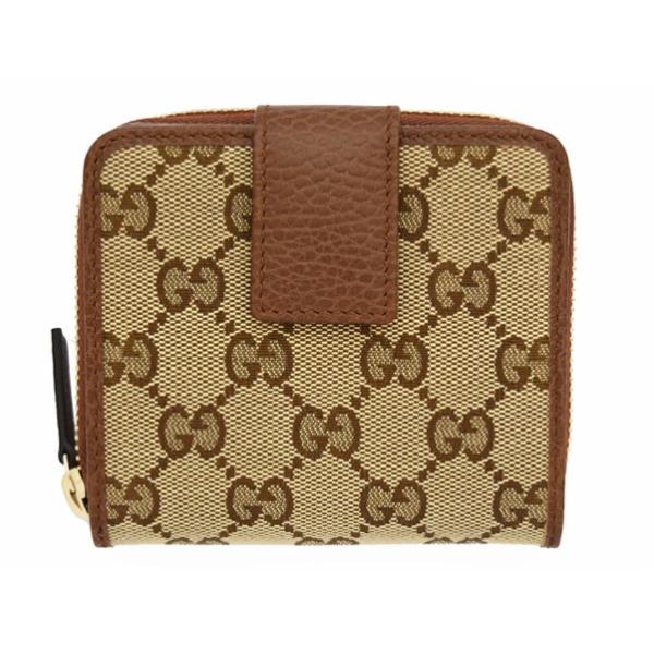 グッチ 財布 GUCCI 二つ折り財布 レディース GGキャンバス ブラウン 346056 アウトレット