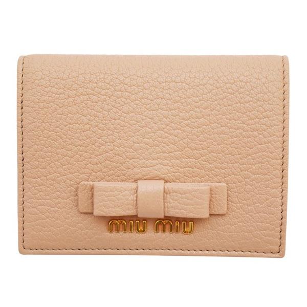 miu miu財布 ミュウミュウ 二つ折り財布 リボン MADRAS BICOLORE