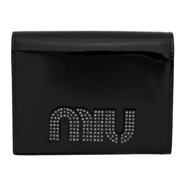 miu miu財布 ミュウミュウ 二つ折り財布 スタッズ パテント miu miu財布 ミュウミュウ 二つ折り財布 スタッズ パテント
