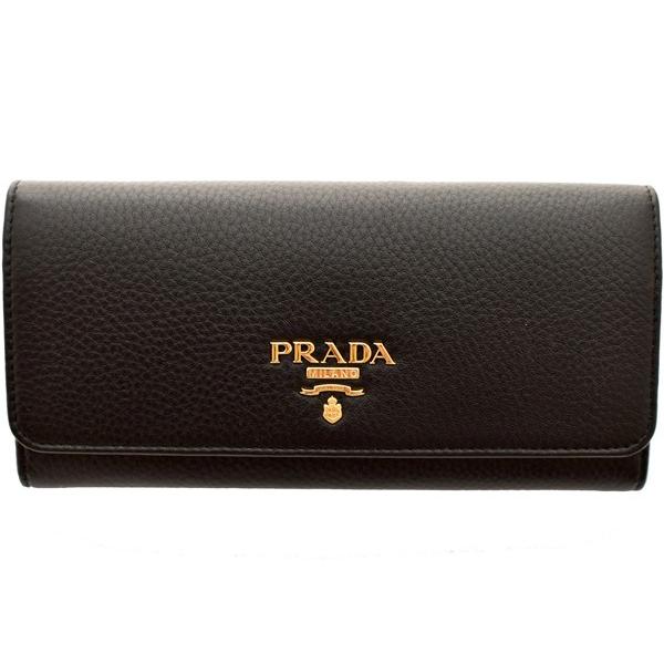 プラダ財布 PRADA 二つ折り長財布 レディース ユニセックス VITELLO GRAIN 1MH132 ブラック