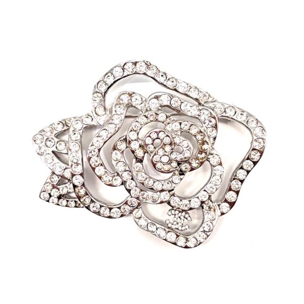 CHANEL（シャネル） ブローチ カメリア ラインストーン シルバー ココ