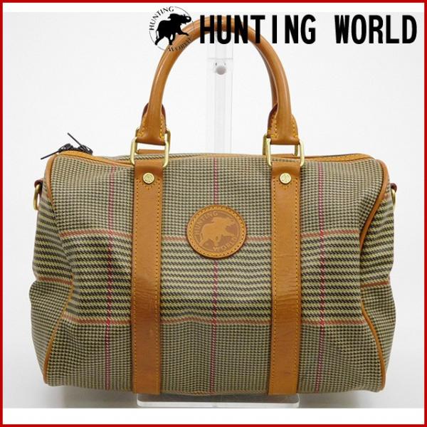 ハンティングワールド バッグ レディース メンズ可 Hunting World ハンドバッグ ミニボストンバッグ チェック 中古 X Leprincenoir