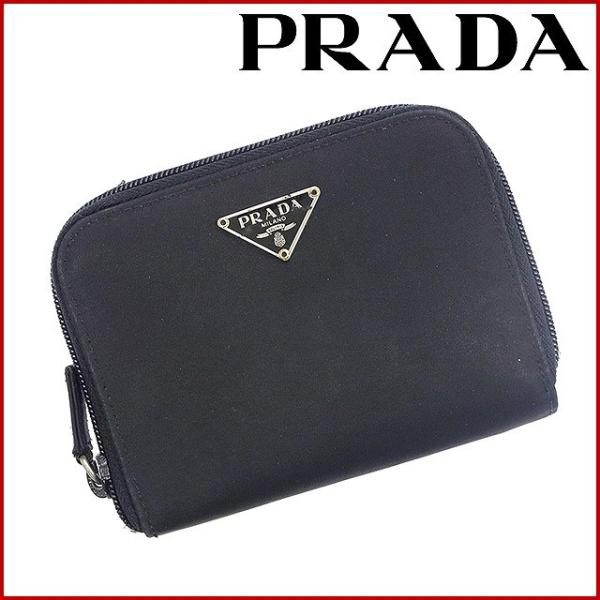 プラダ Prada 二つ折り財布 ラウンドファスナー財布 メンズ可 X9816 即納 国際ブランド ロゴプレート 人気 中古