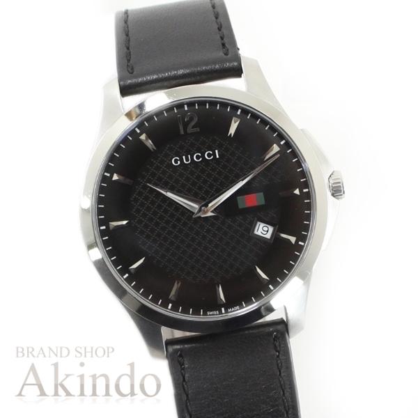 GUCCI グッチ 腕時計 メンズ Gタイムレス 黒文字盤 126.3 SSx革 GUCCI グッチ 腕時計 メンズ Gタイムレス 黒文字盤 126.3 SSx革