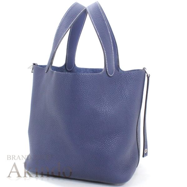 【新品同様】エルメス ハンドバッグ ピコタンロックカザックMM 22 ブルーサフィール x ブルーブライトン シルバー金具 トリヨンクレマンス Z刻印 HERMES トートバッグ メンズ レディース カバン HERMES（エルメス） 【新品同様】エルメス ハンドバッグ ピコタン