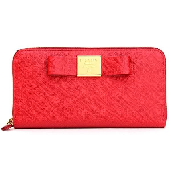 PRADA プラダ リボン付きラウンドファスナー長財布[小銭入れ付き PRADA プラダ リボン付きラウンドファスナー長財布[小銭入れ付き