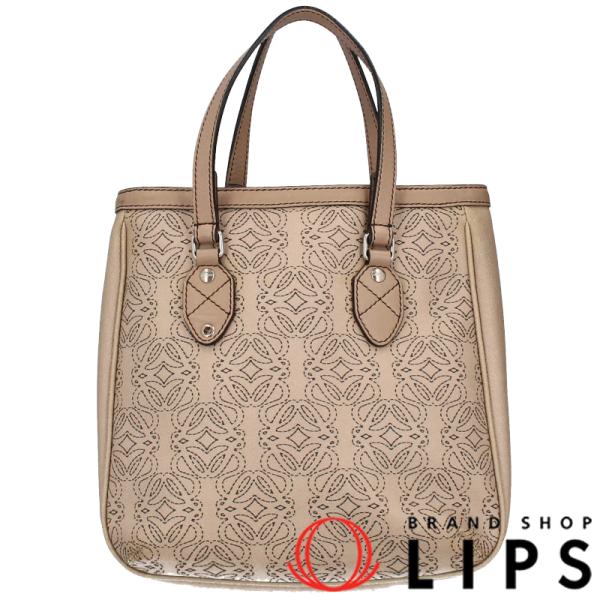 LOEWE ロエベ アナグラム ハンドバッグ レザー レディース ベージュ 美  