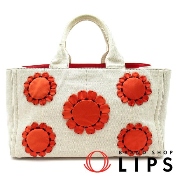 PRADA（プラダ） カナパ フラワートートMM B1872E キャンバス